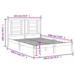 vidaXL Cadre de lit sans matelas noir 135x190 cm bois de pin massif