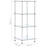 vidaXL Étagère 4 niveaux Transparent 40x40x100 cm Verre trempé