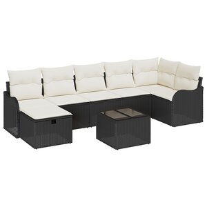 vidaXL Ensemble de canapé de jardin 8 pièces avec coussins Noir Rotin polyéthylène