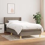 vidaXL Sommier à lattes de lit avec matelas Taupe 100x200 cm Tissu