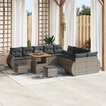 Set de canapé de jardin vidaXL 13 pièces avec coussins gris poly rattan