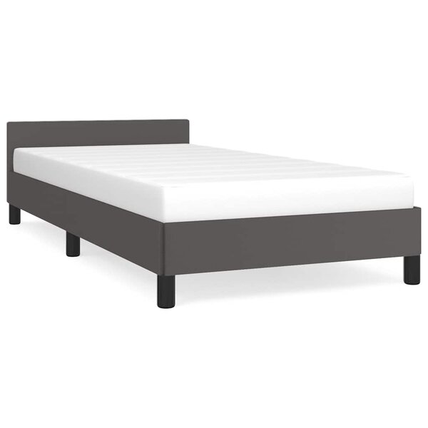 vidaXL Cadre de lit avec tête de lit sans matelas gris 100x200 cm