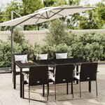 vidaXL Ensemble à manger de jardin coussins 7Pièces Noir Résine tressée