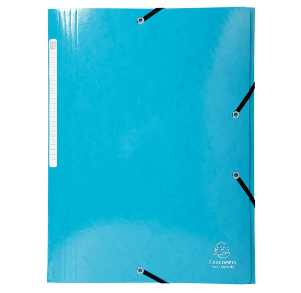 Chemise 3 rabats élastiques Max Capacité IDERAMA Carte pelliculée 425g Turquoise EXACOMPTA