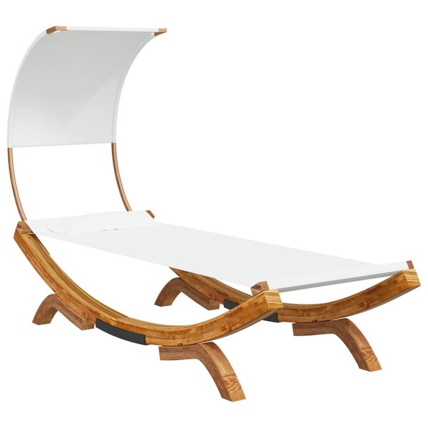 vidaXL Lit repos avec auvent 100x200x126 cm Bois courbé massif Crème
