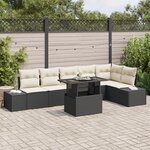 vidaXL Ensemble de canapé de jardin 7 pièces avec coussins en poly rattan noir
