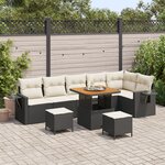 Ensemble de Canapés de Jardin vidaXL 9 pièces avec coussins en rattan poly noir acacia