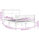 vidaXL Cadre de lit sans matelas blanc 140x190 cm bois massif