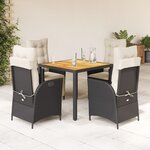 vidaXL Ensemble à manger de jardin coussins 5Pièces Noir Résine tressée