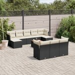 vidaXL Salon de jardin 11 Pièces avec coussins noir résine tressée