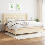 vidaXL Sommier à lattes de lit avec matelas Crème 200x200 cm Tissu