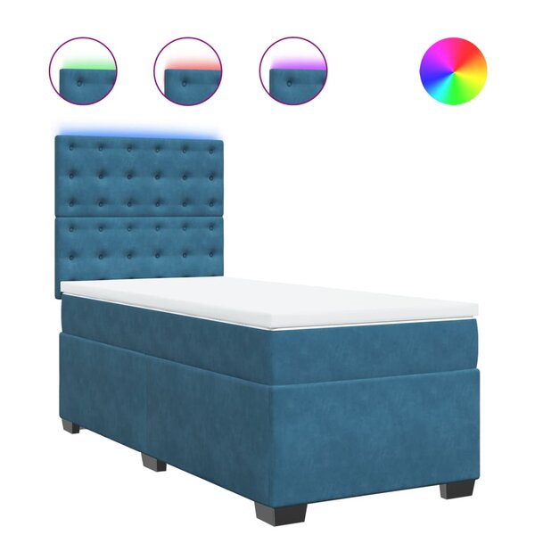 vidaXL Sommier à lattes de lit avec matelas bleu 80x200 cm velours