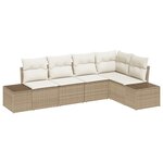 vidaXL Ensemble de Canapé de Jardin 5 Pièces avec Coussins Beige Rattan Poly