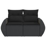 vidaXL Canapé de jardin avec coussins 2 places noir résine tressée