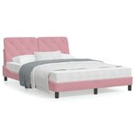 vidaXL Cadre de lit avec tête de lit Rose 140x190 cm Velours