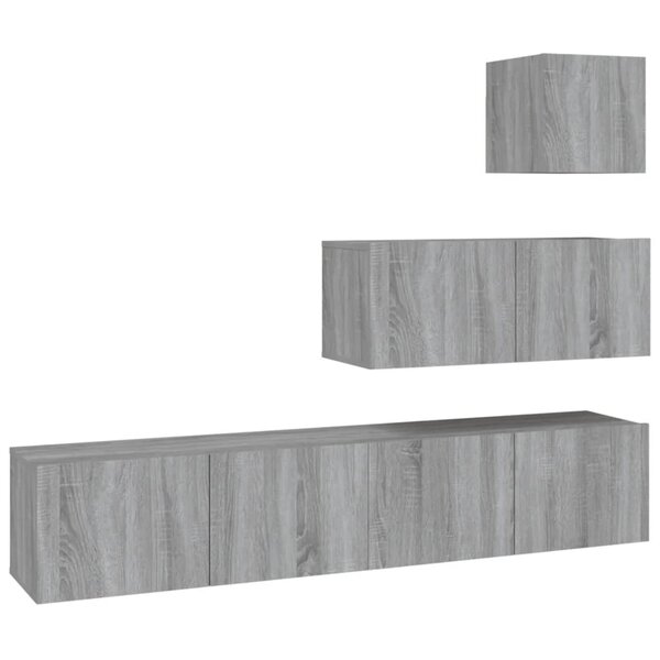 vidaXL Ensemble de meubles TV 4 Pièces Sonoma gris Bois d'ingénierie