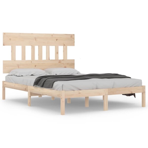 vidaXL Cadre de lit bois massif 150x200 cm très grand