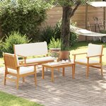 Ensemble de canapé de jardin 4 pièces avec coussins en bois d'acacia