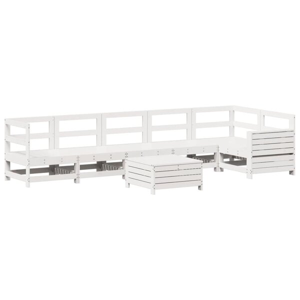 vidaXL Salon de jardin 7 Pièces blanc bois de pin massif