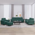 vidaXL Ensemble de canapés 4 Pièces avec coussins Vert foncé Velours