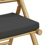 vidaXL Chaises de bistro pliantes lot de 2 coussins gris foncé bambou