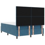 Lit Box Spring vidaXL avec Matelas & LED Bleu Foncé 140x200 cm Velours