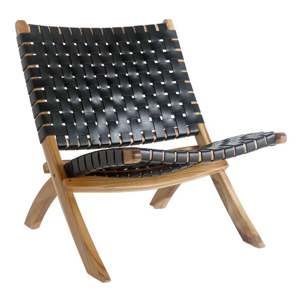 Chaise en teck et cuir noir PERUGIA