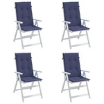 vidaXL Coussins de chaise à dossier haut lot de 4 bleu marine tissu