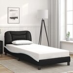 vidaXL Cadre de lit avec lumières LED noir blanc 90x200 cm similicuir