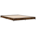 vidaXL Cadre de lit chêne fumé 120x190 cm bois d'ingénierie et métal