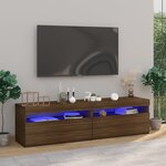 vidaXL Meubles TV avec lumières LED 2 Pièces Chêne marron 75x35x40 cm
