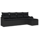 vidaXL Ensemble de Canapés de Jardin 5 Pièces avec Coussins en Rattan Noir