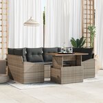 vidaXL Ensemble de canapé de jardin 7 pièces avec coussins gris en poly rotin