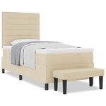 vidaXL Lit à ressort avec Matelas & Banc Crème 90x200 cm Tissu