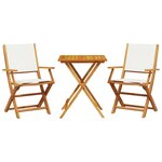 vidaXL Ensemble de bistro 3 Pièces blanc crème tissu et bois massif
