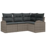 vidaXL Ensemble de Canapé de Jardin 4 Pièces avec Coussins Gris Rattan Poly