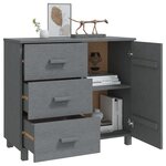 vidaXL Buffet HAMAR Gris foncé 90x40x80 cm Bois massif de pin
