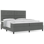 vidaXL Lit Box Spring avec Matelas Gris Foncé 200x200 cm en Tissu