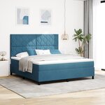 Lit Box Spring vidaXL avec Matelas & LED Bleu Foncé 180x200 cm Velours