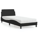 vidaXL Lit avec matelas noir 90x190 cm similicuir