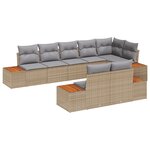 Ensemble de Canapé de Jardin de 8 Pièces avec Coussins Beige Poly Rattan Acacia