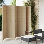 vidaXL Cloison de séparation 6 panneaux beige résine tressée