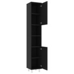 vidaXL Armoire de salle de bain Noir 30x30x179 cm Bois d'ingénierie