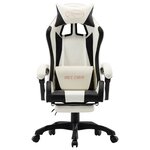 Chaise fauteuil siège pivotante de bureau informatique étude de jeux vidéo et repose-pied et similicuir noir 02_0024223