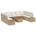 vidaXL Ensemble de canapé de jardin 10 pièces avec coussins Beige Rotin Acacia