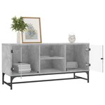 vidaXL Meuble TV avec portes en verre gris béton 102x37x50 cm