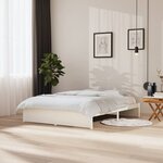vidaXL Cadre de lit Blanc Bois massif 150x200 cm Très grand