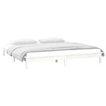 vidaXL Cadre de lit à LED sans matelas blanc 135x190 cm bois massif