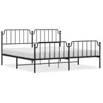 vidaXL Cadre de lit métal sans matelas avec pied de lit noir 193x203cm