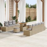 Ensemble de Canapé de Jardin vidaXL 10 Pièces avec Coussins Beige Rattan Acacia